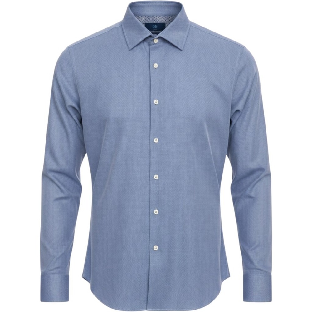 Egara Dress Shirt Mens XL Slim Fit Non-Iron Blue Micro Pattern Excellent